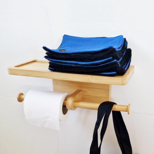 Papier toilette lavable – 5 rectangles – Bleu Barbeau