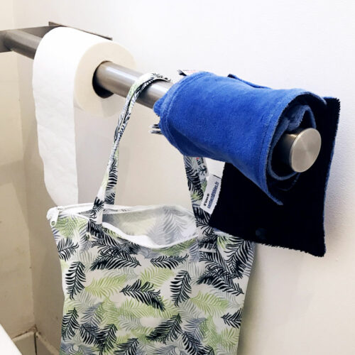 Papier toilette lavable – 5 rectangles – Bleu Barbeau