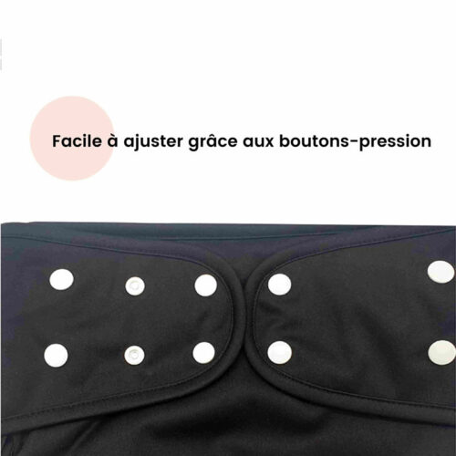 Couche lavable Adolescent – Énurésie, incontinence, fuites nocturnes – noir – S (Tour de taille 69 à 92 cm)