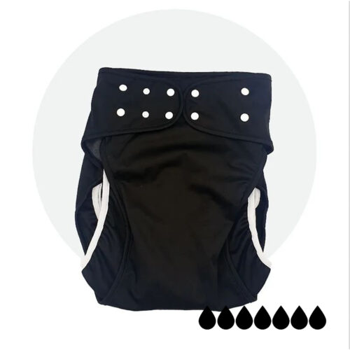Couche lavable Adolescent – Énurésie, incontinence, fuites nocturnes – noir – S (Tour de taille 69 à 92 cm)