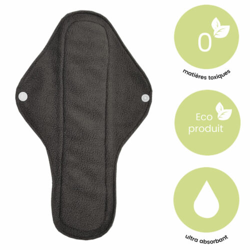 5 serviettes hygiéniques lavables en bambou (Gamme M) – flux moyen – Coloris au choix