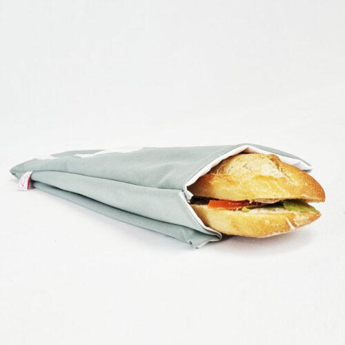 Pochette alimentaire en tissu pour sandwich baguette – Gris