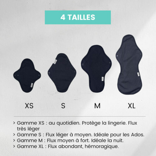 3 serviettes hygiéniques lavables en coton terry BIO (Gamme s) – Coloris au choix