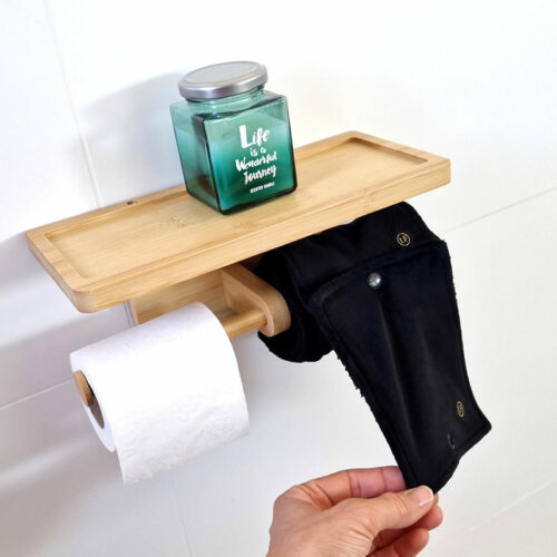 Papier toilette lavable – 5 rectangles – Noir volcanique