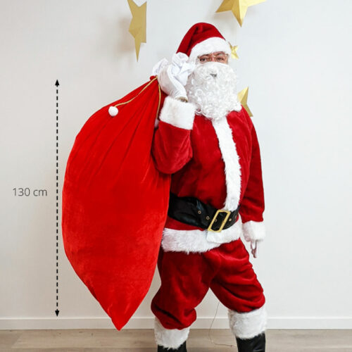 Grande Hotte Père Noël 130 X 70 cm- Velours épais, qualité premium