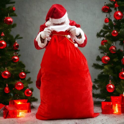 2 hottes Père Noël – Velours épais – 130 X 70 cm
