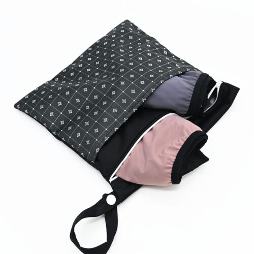 Pochette double (transport culotte menstruelle / serviette lavable) – Carreaux d’Antan