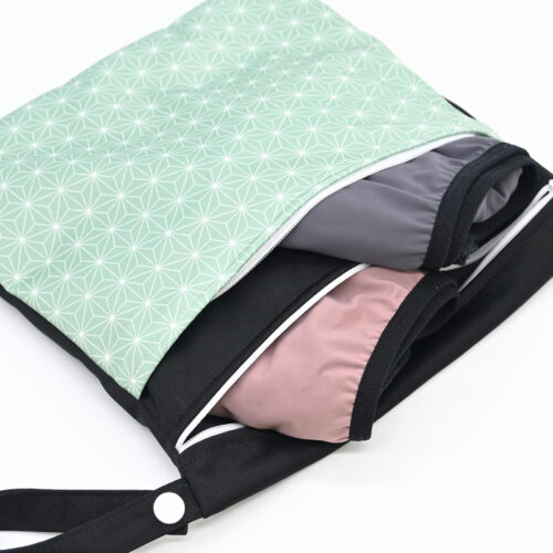 Pochette double (transport culotte menstruelle / serviette lavable) – Asanoha Amande