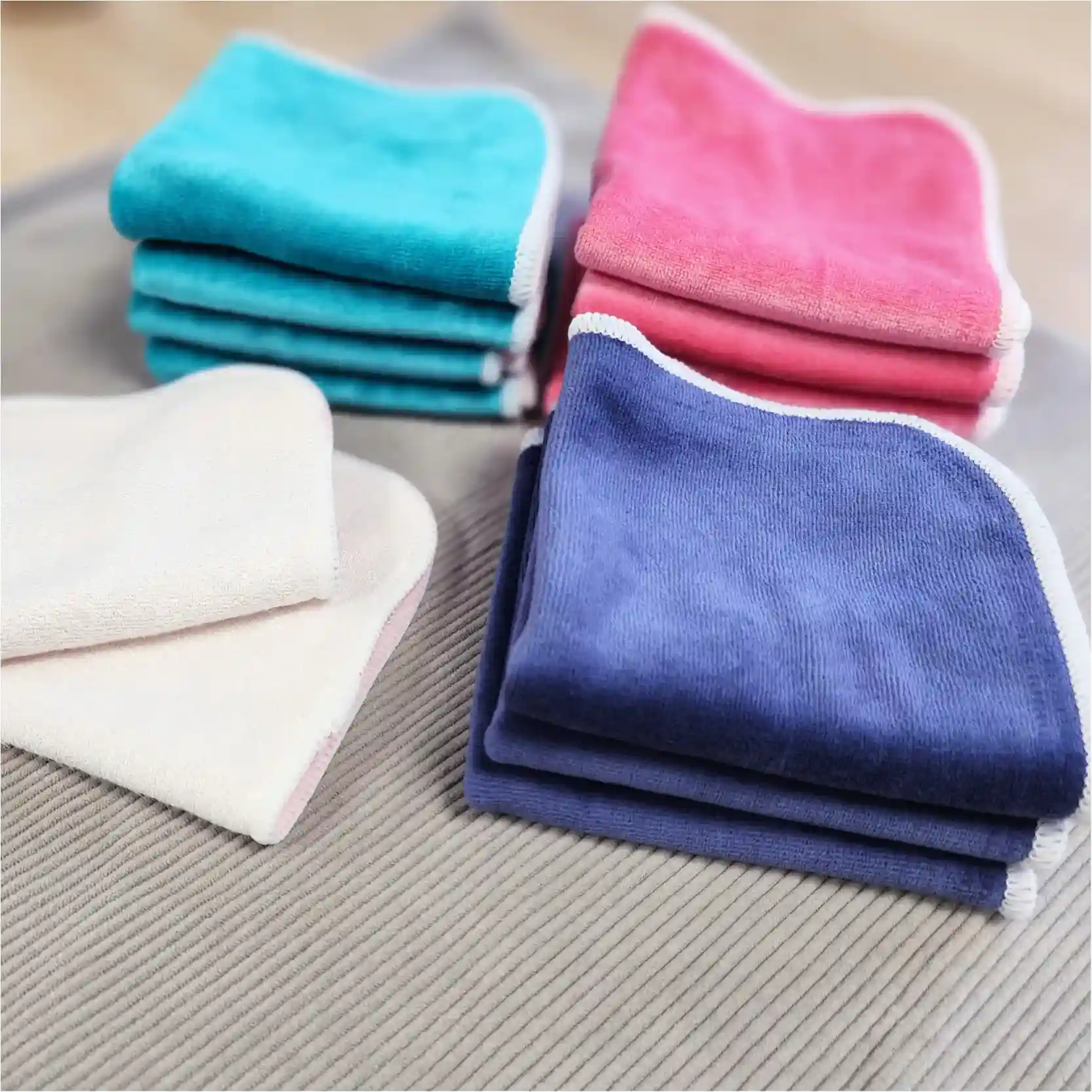 5 grandes lingettes lavables - Velours et viscose de bambou