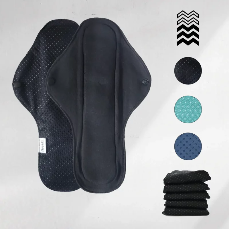 5 serviettes hygiéniques lavables  (Gamme M) - Flux moyen à fort