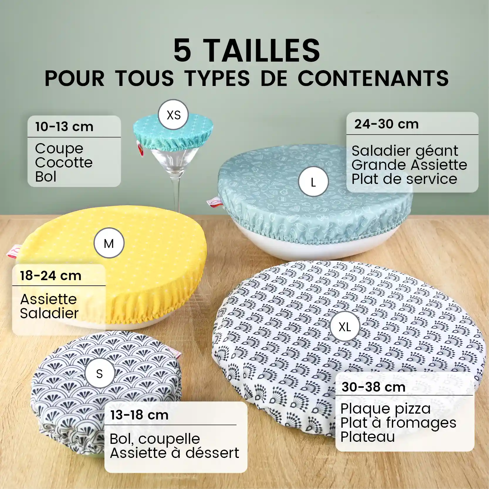 2 Couvre saladier - couvre plat en tissu 24 à 30 cm (L) – Image 10