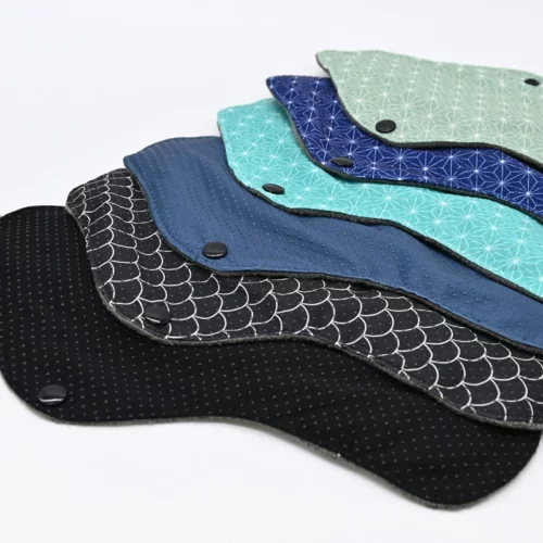 5 serviettes hygiéniques lavables  (Gamme M) – Flux moyen à fort