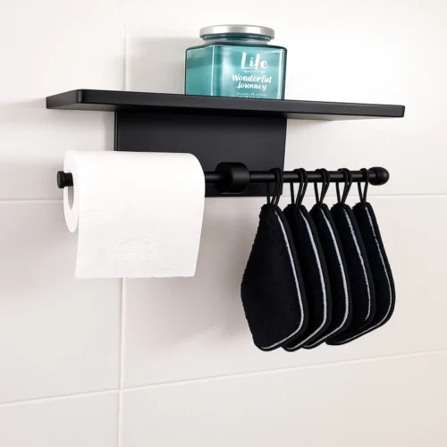 Porte papier toilette double – Noir mat