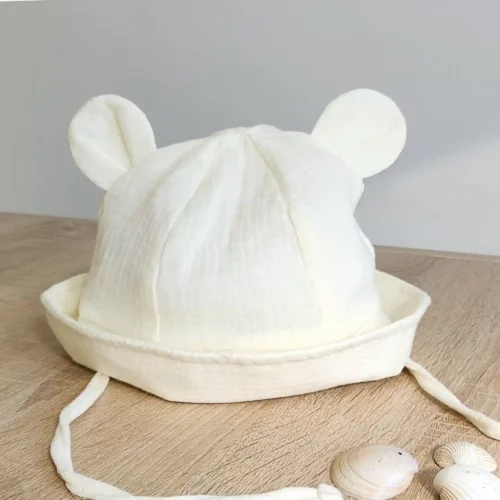 Chapeau de soleil bébé hydrophile en gaze de coton – Coloris au choix