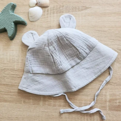 Chapeau de soleil bébé hydrophile en gaze de coton – Coloris au choix