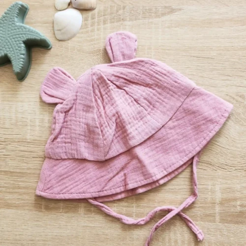 Chapeau de soleil bébé hydrophile en gaze de coton – Coloris au choix