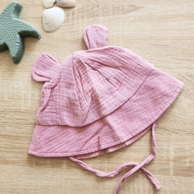 Chapeau de soleil bébé hydrophile en gaze de coton - Coloris au choix – Image 5