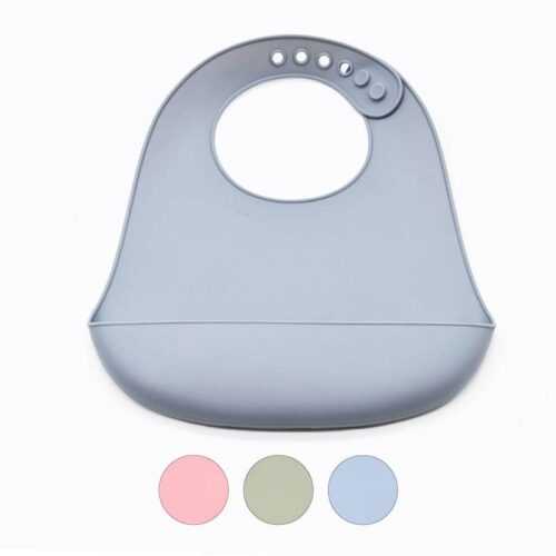 Bavoir en silicone avec récupérateur – coloris au choix